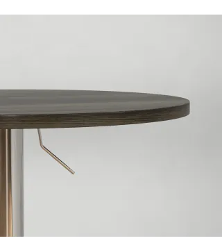 Mesa Alta Cocina Mesa Alta Bar Redonda para 2 Personas Altura Ajustable Tablero Giratorio 360° 60x60x91 cm Nogal