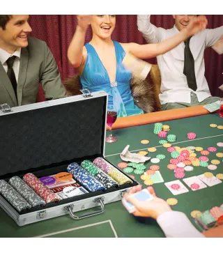 Set de Póker con 500 Fichas 2 Barajas de Cartas Dados Tapete y Botón de Crupier Set de Casino Texas Hold'em con Maletín