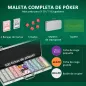 Set de Póker con 500 Fichas 2 Barajas de Cartas Dados Tapete y Botón de Crupier Set de Casino Texas Hold'em con Maletín