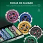 Set de Póker con 500 Fichas 2 Barajas de Cartas Dados Tapete y Botón de Crupier Set de Casino Texas Hold'em con Maletín