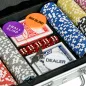 Set de Póker con 500 Fichas 2 Barajas de Cartas Dados Tapete y Botón de Crupier Set de Casino Texas Hold'em con Maletín