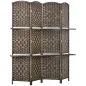 Biombo Separador de Ambientes 4 Paneles 160x170 cm con 2 Estantes de Exhibición Pantalla de Privacidad Plegable Marrón
