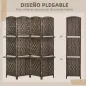 Biombo Separador de Ambientes 4 Paneles 160x170 cm con 2 Estantes de Exhibición Pantalla de Privacidad Plegable Marrón