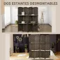 Biombo Separador de Ambientes 4 Paneles 160x170 cm con 2 Estantes de Exhibición Pantalla de Privacidad Plegable Marrón