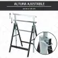 Set de 2 Caballetes Metálicos Plegables con Altura Ajustable Caballetes de Sierra de Acero 68x58x80-130 cm Negro