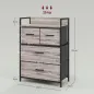 Cómoda con 4 Cajones de Tela Plegables Industrial Estante Abierto Marco de Acero Cajonera para Espacios Pequeños Gris