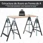 Set de 2 Caballetes Metálicos Plegables con Altura Ajustable Caballetes de Sierra de Acero 68x58x80-130 cm Negro