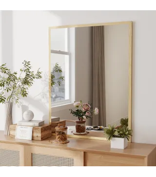 Espejo de Baño 70x90 cm Espejo de Pared Decorativo para Salón Entrada Pasillo Horizontal o Vertical Natural