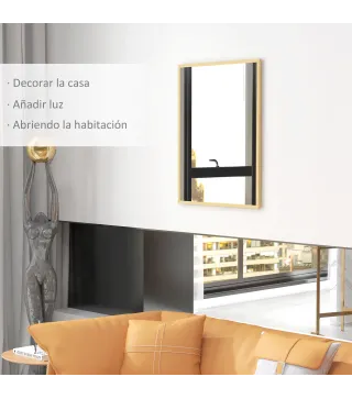 Espejo de Baño 70x90 cm Espejo de Pared Decorativo para Salón Entrada Pasillo Horizontal o Vertical Natural