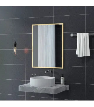Espejo de Baño 70x90 cm Espejo de Pared Decorativo para Salón Entrada Pasillo Horizontal o Vertical Natural