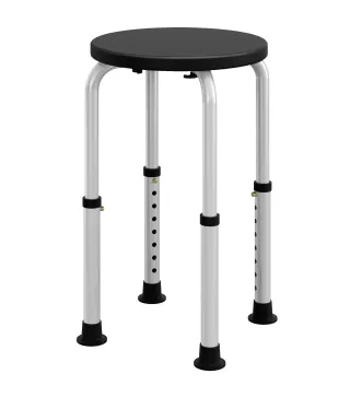 Taburete de Ducha de Aluminio con Altura Regulable Antideslizante Carga 135 kg para Ancianos y Discapacitados