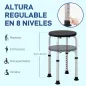Taburete de Ducha de Aluminio con Altura Regulable Antideslizante Carga 135 kg para Ancianos y Discapacitados