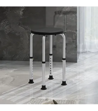 Taburete de Ducha de Aluminio con Altura Regulable Antideslizante Carga 135 kg para Ancianos y Discapacitados