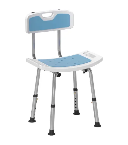 Silla Ducha Personas Mayores con Respaldo Altura Ajustable en 6 Posiciones Carga 136 kg para Ancianos y Discapacitados