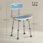 Silla Ducha Personas Mayores con Respaldo Altura Ajustable en 6 Posiciones Carga 136 kg para Ancianos y Discapacitados