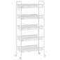 Carrito Auxiliar con Ruedas de 5 Niveles con Cestas de Malla Extraíbles y Marco de Acero 45x26,5x106 cm Blanco
