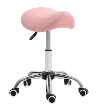 Taburete con Ruedas Taburete Giratoria con Altura Ajustable Taburete Cosmética Dentista Peluqueria 52x53x49-61 cm Rosa