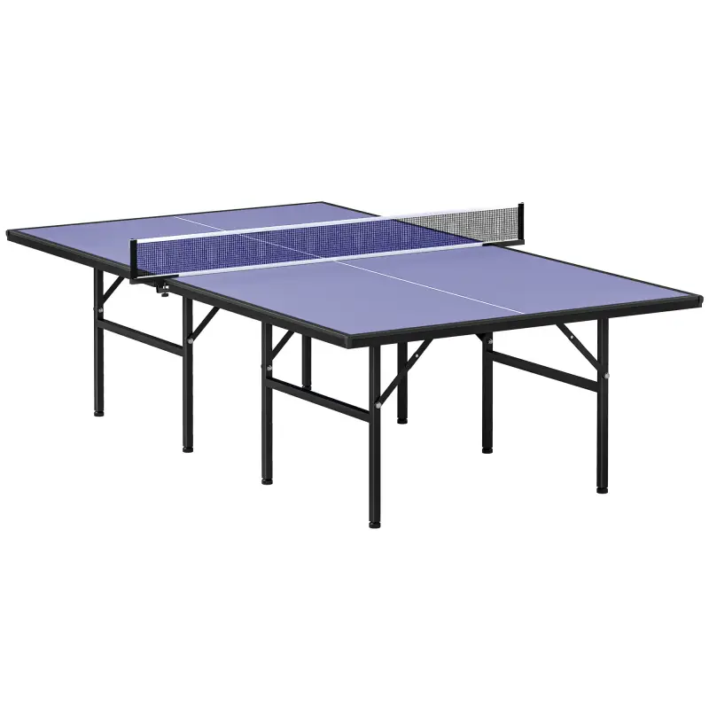 Mesa de Ping Pong Plegable con Red 152.5x274x76cm Tenis de Mesa y Material de Acero y MDF en Color Azul Mesa de Ping Pong Plegable con Red 152.5x274x76cm Tenis de Mesa y Material de Acero y MDF en Color Azul