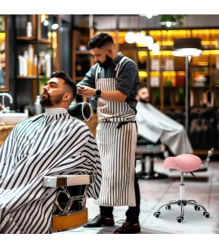 Taburete con Ruedas Taburete Giratoria con Altura Ajustable Taburete Cosmética Dentista Peluqueria 52x53x49-61 cm Rosa