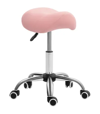 Taburete con Ruedas Taburete Giratoria con Altura Ajustable Taburete Cosmética Dentista Peluqueria 52x53x49-61 cm Rosa