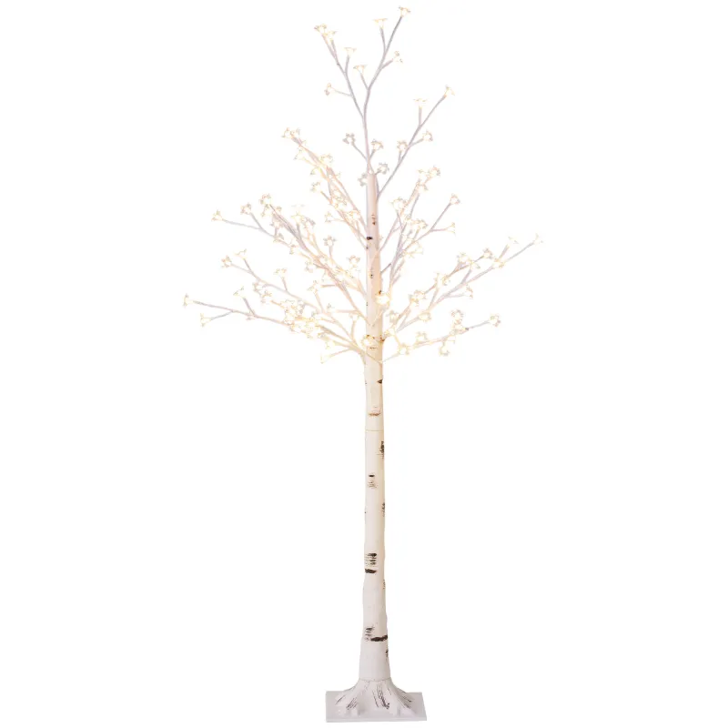Árbol de Cerezo Artificial con 120 Luces LED Brillo Ajustable Decoración para Interiores 21x21x150 cm Blanco