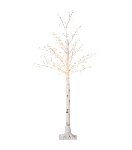 Árbol de Cerezo Artificial con 120 Luces LED Brillo Ajustable Decoración para Interiores 21x21x150 cm Blanco