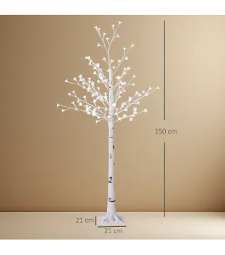 Árbol de Cerezo Artificial con 120 Luces LED Brillo Ajustable Decoración para Interiores 21x21x150 cm Blanco