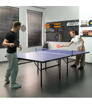 Mesa de Ping Pong Plegable con Red 152.5x274x76cm Tenis de Mesa y Material de Acero y MDF en Color Azul