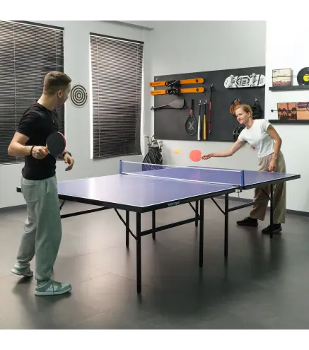 Mesa de Ping Pong Plegable con Red 152.5x274x76cm Tenis de Mesa y Material de Acero y MDF en Color Azul