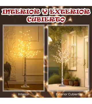 Árbol de Cerezo Artificial con 120 Luces LED Brillo Ajustable Decoración para Interiores 21x21x150 cm Blanco