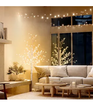 Árbol de Cerezo Artificial con 120 Luces LED Brillo Ajustable Decoración para Interiores 21x21x150 cm Blanco