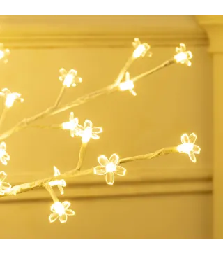 Árbol de Cerezo Artificial con 120 Luces LED Brillo Ajustable Decoración para Interiores 21x21x150 cm Blanco