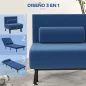 Sofá Cama Individual Plegable con Respaldo Ajustable de 5 Niveles Cojín y Tapizado de Lino Sintético 75x70x75 cm Azul