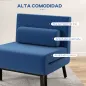 Sofá Cama Individual Plegable con Respaldo Ajustable de 5 Niveles Cojín y Tapizado de Lino Sintético 75x70x75 cm Azul