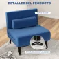 Sofá Cama Individual Plegable con Respaldo Ajustable de 5 Niveles Cojín y Tapizado de Lino Sintético 75x70x75 cm Azul