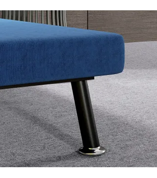 Sofá Cama Individual Plegable con Respaldo Ajustable de 5 Niveles Cojín y Tapizado de Lino Sintético 75x70x75 cm Azul