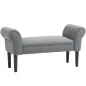 Banco Pie de Cama Tapizado en Lino Sintético con Patas de Madera Reposabrazos y Asiento Acolchado Gris Oscuro