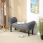 Banco Pie de Cama Tapizado en Lino Sintético con Patas de Madera Reposabrazos y Asiento Acolchado Gris Oscuro