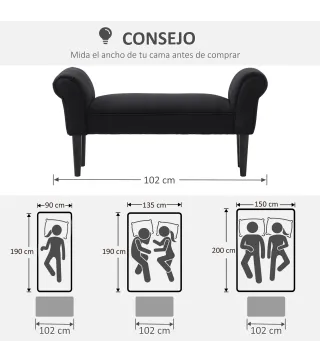 Banco Pie de Cama Tapizado en Lino Sintético con Patas de Madera Reposabrazos y Asiento Acolchado Gris Oscuro