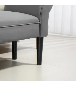 Banco Pie de Cama Tapizado en Lino Sintético con Patas de Madera Reposabrazos y Asiento Acolchado Gris Oscuro