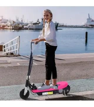 Patinete Eléctrico Plegable para Niños y Adolescentes de +7 Años con Manillar Ajustable en Altura 78x37x87-95 cm Rosa