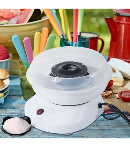 Máquina de Algodón de Azúcar de Uso doméstico de Polipropileno Acero Inox. y Aluminio 450W-550W 27x26x18cm Blanco