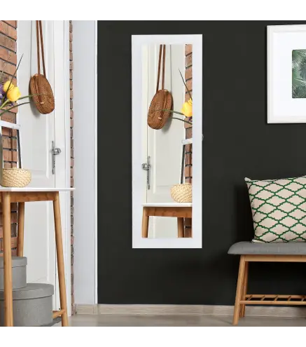 Espejo Joyero Colgante de Pared Armario de Joyería Organizador de Joyas con Ganchos y Ranuras para Collares para Dormito