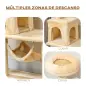 Árbol Rascador para Gatos Grande 70x40x152 cm Torre para Gatos con Múltiples Plataformas Cueva Hamaca Postes Beige