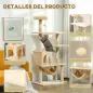 Árbol Rascador para Gatos Grande 70x40x152 cm Torre para Gatos con Múltiples Plataformas Cueva Hamaca Postes Beige