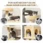 Árbol Rascador para Gatos Grande 70x40x152 cm Torre para Gatos con Múltiples Plataformas Cueva Hamaca Postes Beige