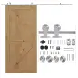 Kit de Herrajes de Acero Inoxidable para Instalación de Puerta Corredera de Madera Ø2,5x200 cm Plata