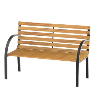 Banco de Jardín de Madera de 2 Plazas 122x60x83 cm con Respaldo y Apoyabrazos Listones y Marco de Acero Carga 220 kg Col