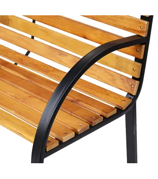 Banco de Jardín de Madera de 2 Plazas 122x60x83 cm con Respaldo y Apoyabrazos Listones y Marco de Acero Carga 220 kg Col