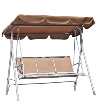 Balancín Jardín Exterior Columpio Exterior de 3 Plazas con Toldo Ajustable Respaldo Transpirable y Marco de Metal para T